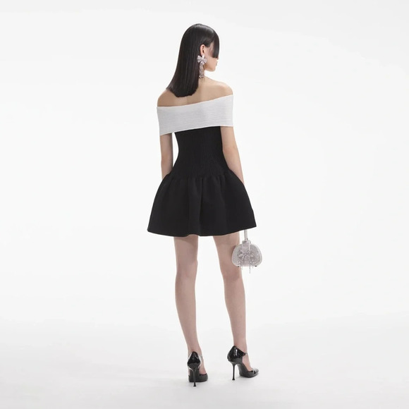 Self Portrait Black Knit Bow Mini Dress - Picture 3 of 10